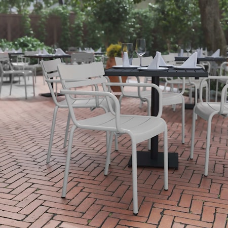 Flash Furniture Silver All-Weather Steel Dining Chair XU-CH-10318-ARM-SIL-GG